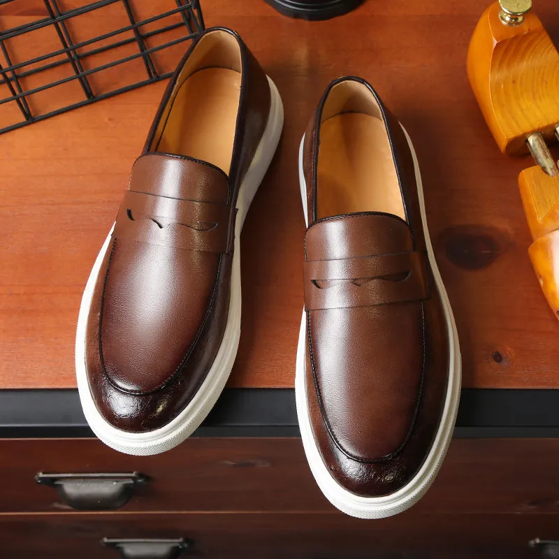 Men's slip on platform penny loafers