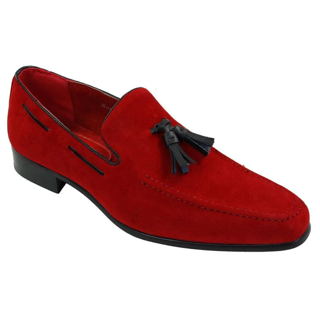 Mens Suede Loafers Driving Shoes Slip On Tassle Design Leather Smart Casual