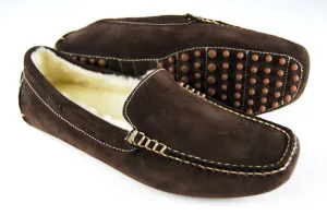 MOHAWK II Mens Brown Suede Real Sheep Fleece Lined Slippers by Orca Bay