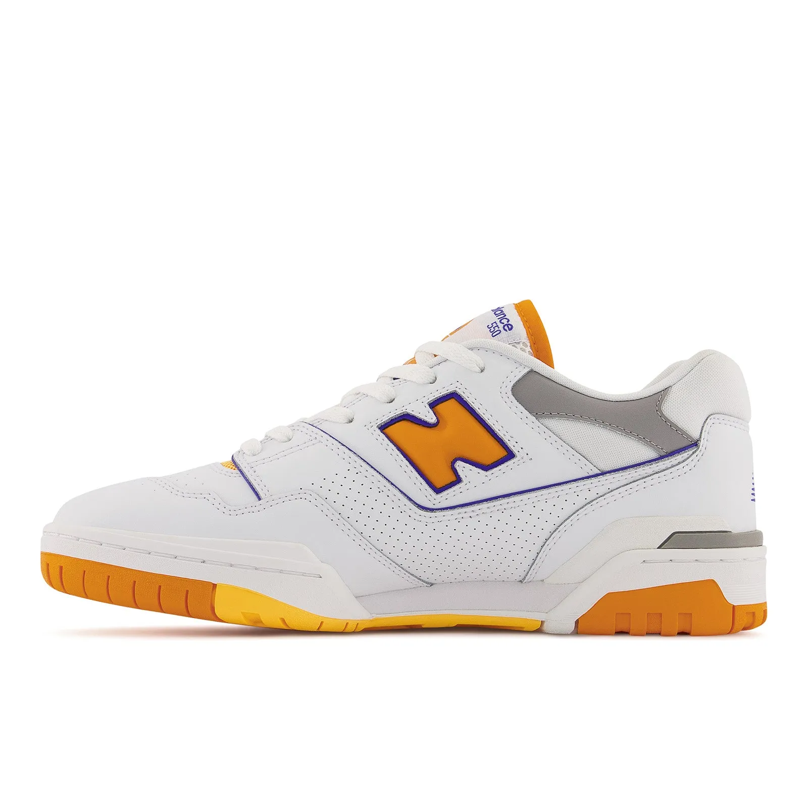 New Balance Men's 550 Lakers Shoes - White / Vibrant Orange / Purple