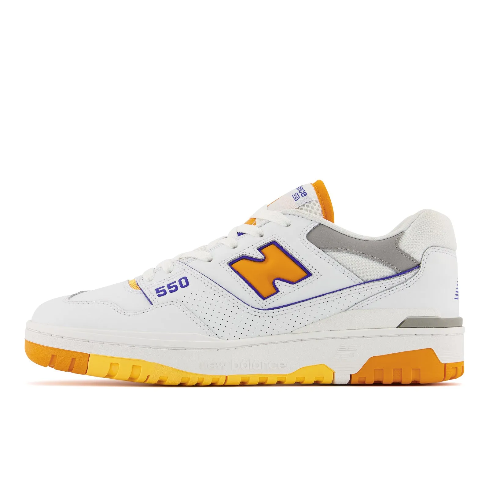 New Balance Men's 550 Lakers Shoes - White / Vibrant Orange / Purple