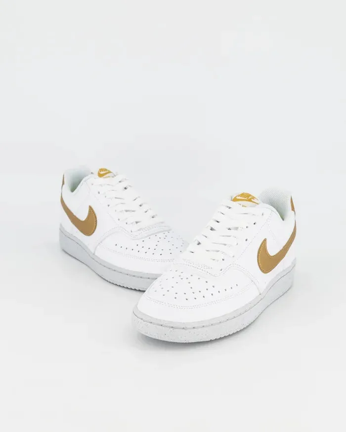 NIKE WOMENS COURT VISION LO NN - WHITE/METALLIC GOLD-WHITE