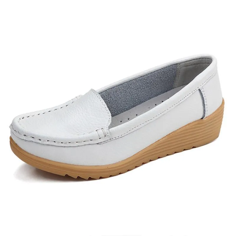 Non-slip Leather Loafers for Women Comfort Walking Spring Series Casual Shoes