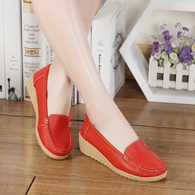 Non-slip Leather Loafers for Women Comfort Walking Spring Series Casual Shoes