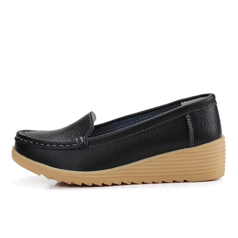 Non-slip Leather Loafers for Women Comfort Walking Spring Series Casual Shoes