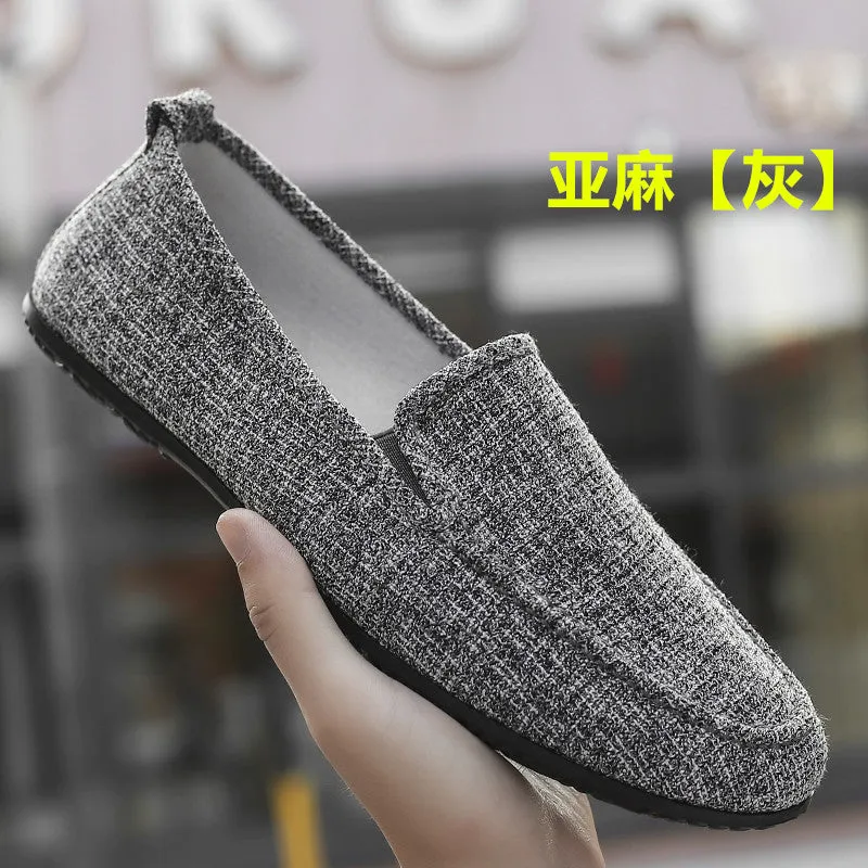 Old Beijing cloth shoes men's spring single shoes soft-soled shoes men's one-pedal lazy driving casual shoes breathable Doudou shoes