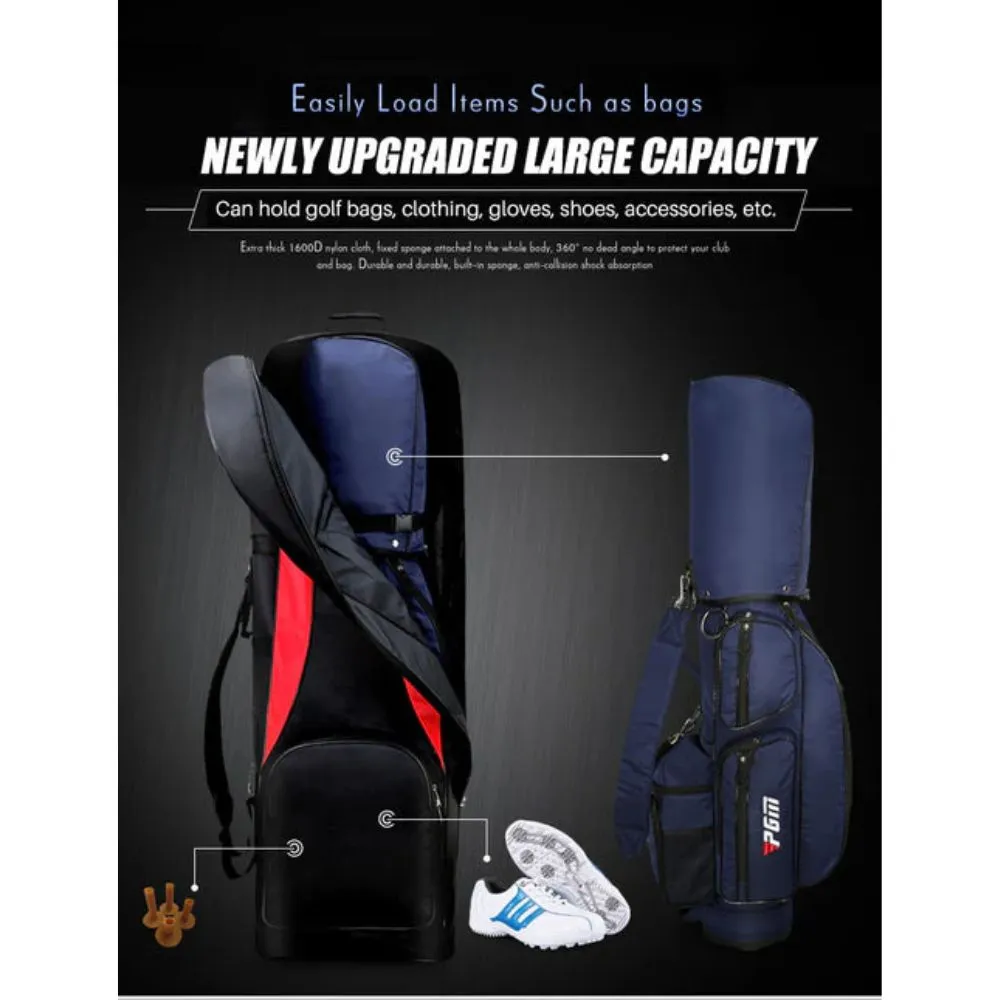 PGM Durable Thick Nylon Folding Travel Golf Bag With Wheels