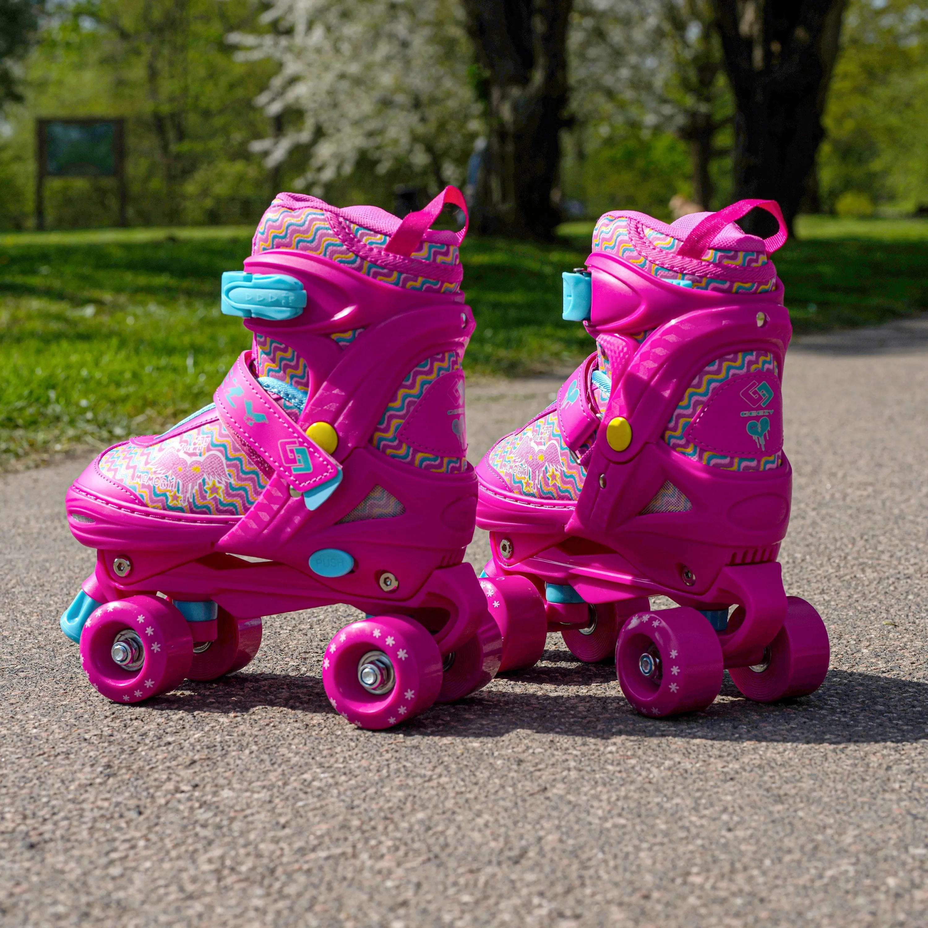 Pink Roller Skates for Kids with 4 Wheel