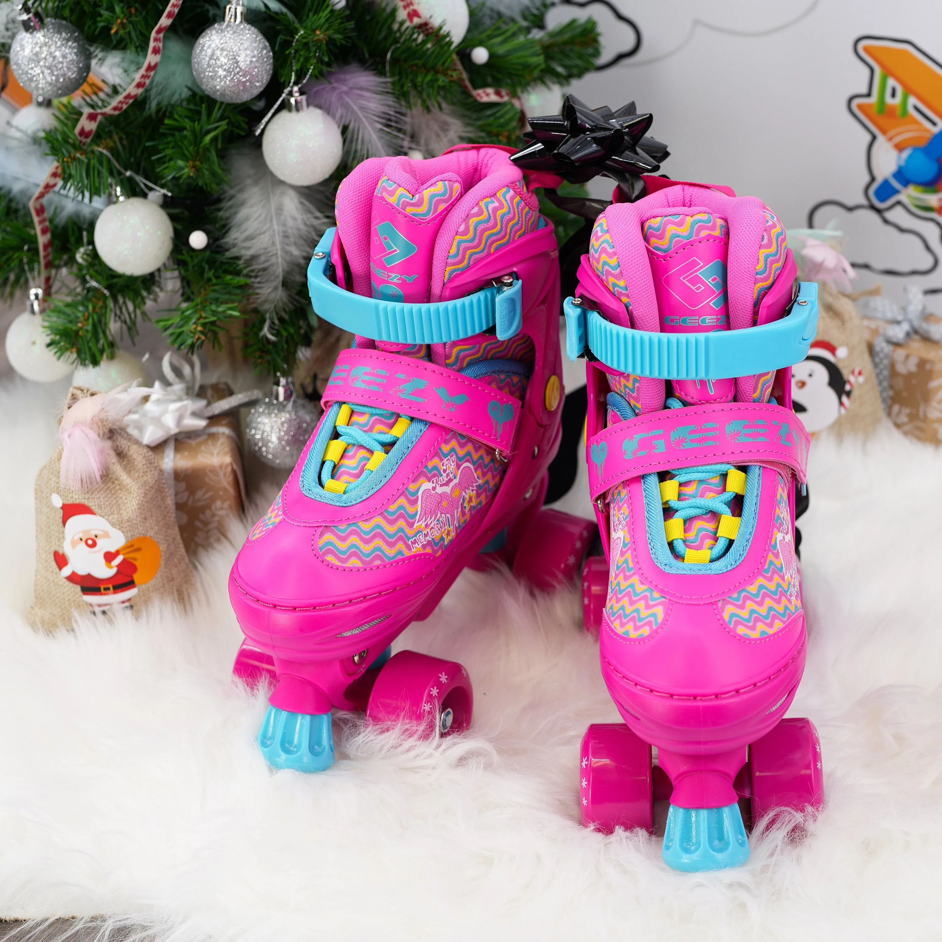 Pink Roller Skates for Kids with 4 Wheel