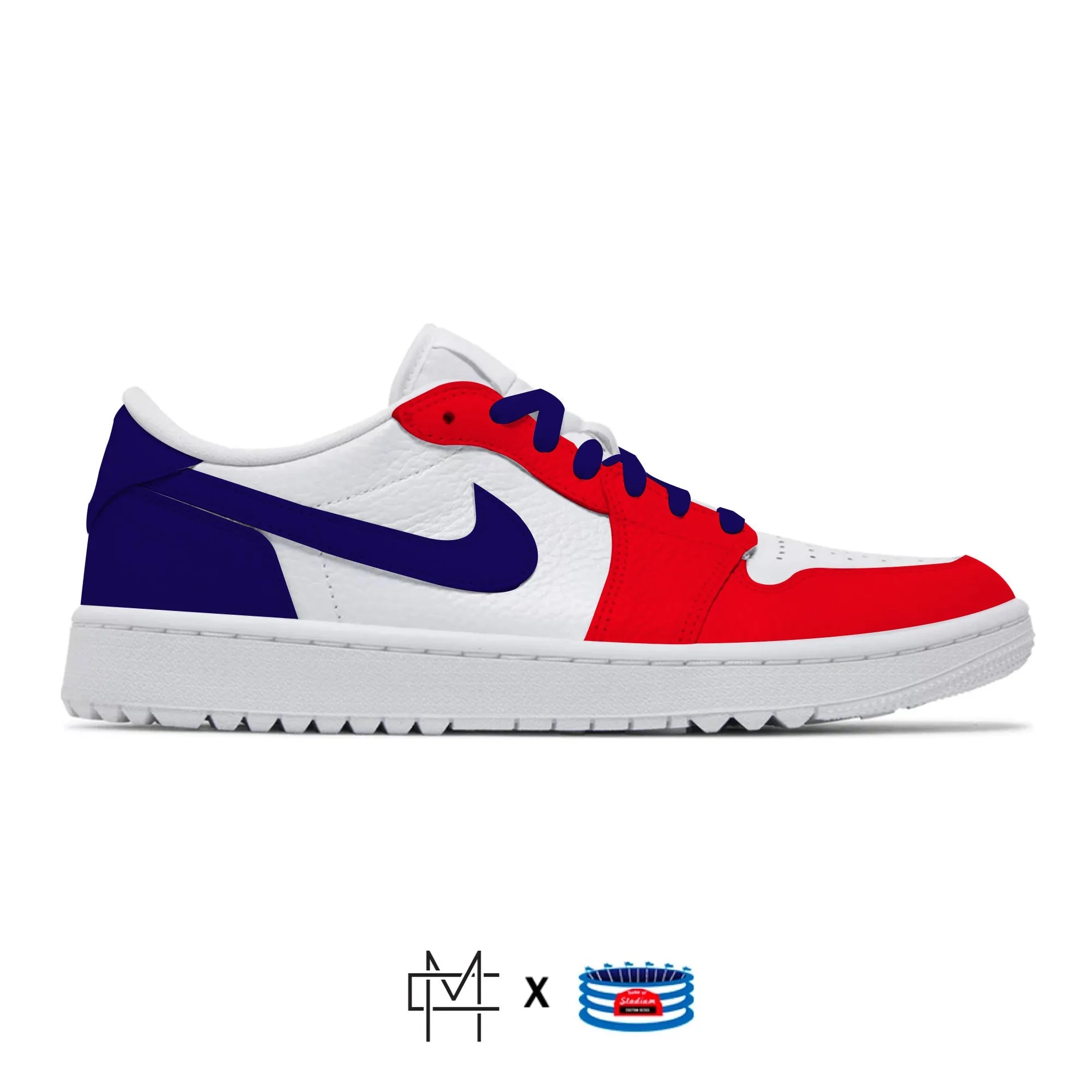 "Red, White & Blue" Jordan 1 Golf Shoes by Stadium Custom Kicks