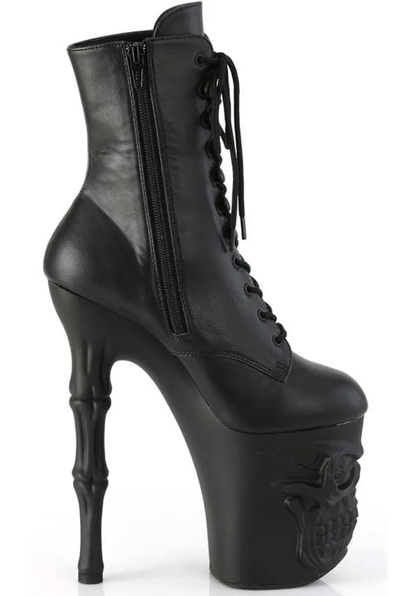 RAPTURE-1020 [Black Faux] | PLATFORM HEELS [PREORDER]