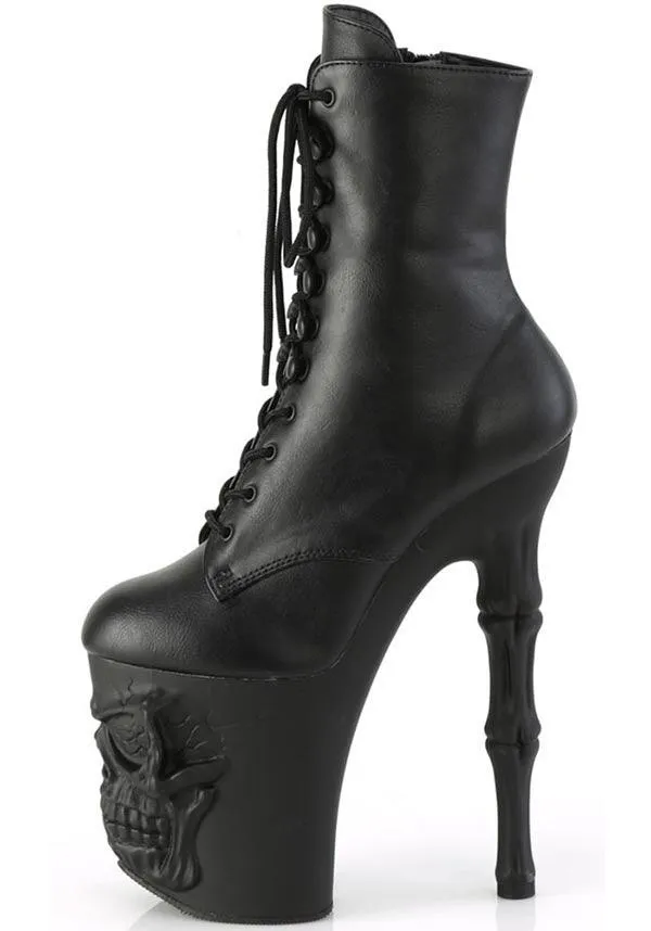 RAPTURE-1020 [Black Faux] | PLATFORM HEELS [PREORDER]