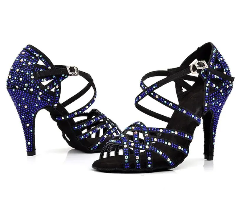 Rhinestone Ballroom Dance Shoes Latin Salsa Bachata Dance High Heels