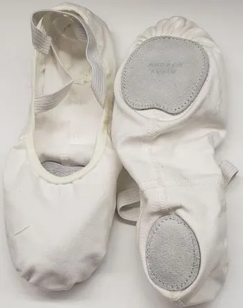 Riley -- 4 Way Stretch Canvas Split Sole Ballet -- White