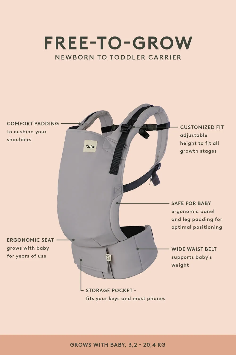 Roller Derby - Cotton Free-to-Grow Baby Carrier