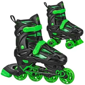 Roller Derby Green Wire Kids' Inline-Quad Combo Skates - Black/Green (3-6)