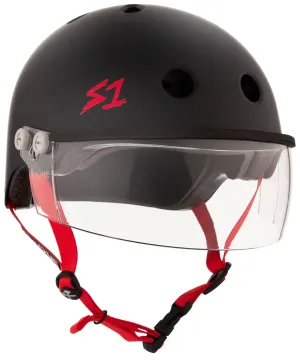 S1 Lifer Visor Gen 2 Helmet - Black Matte/Red Straps