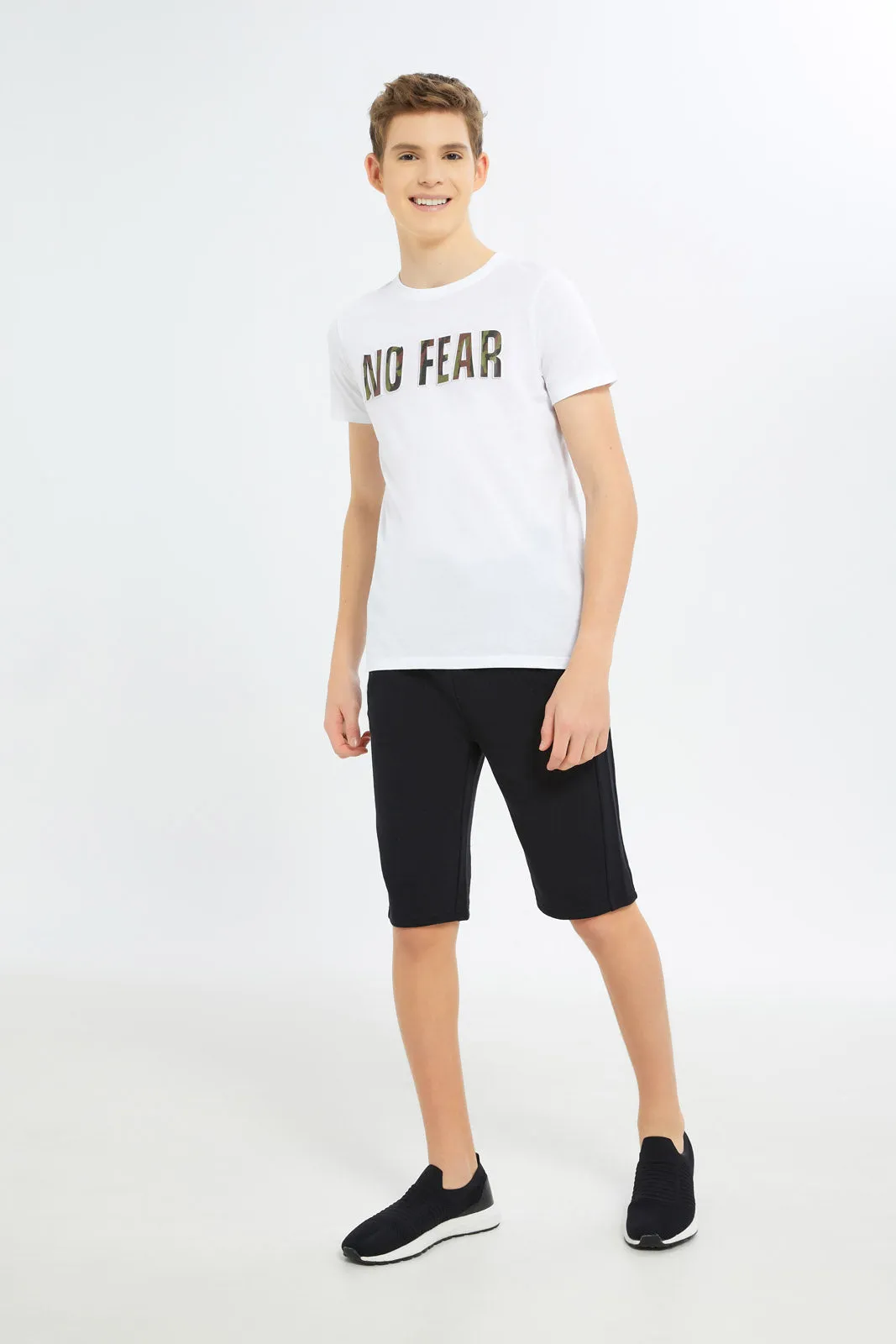 Senior Boys White No Fear Embossed T-Shirt