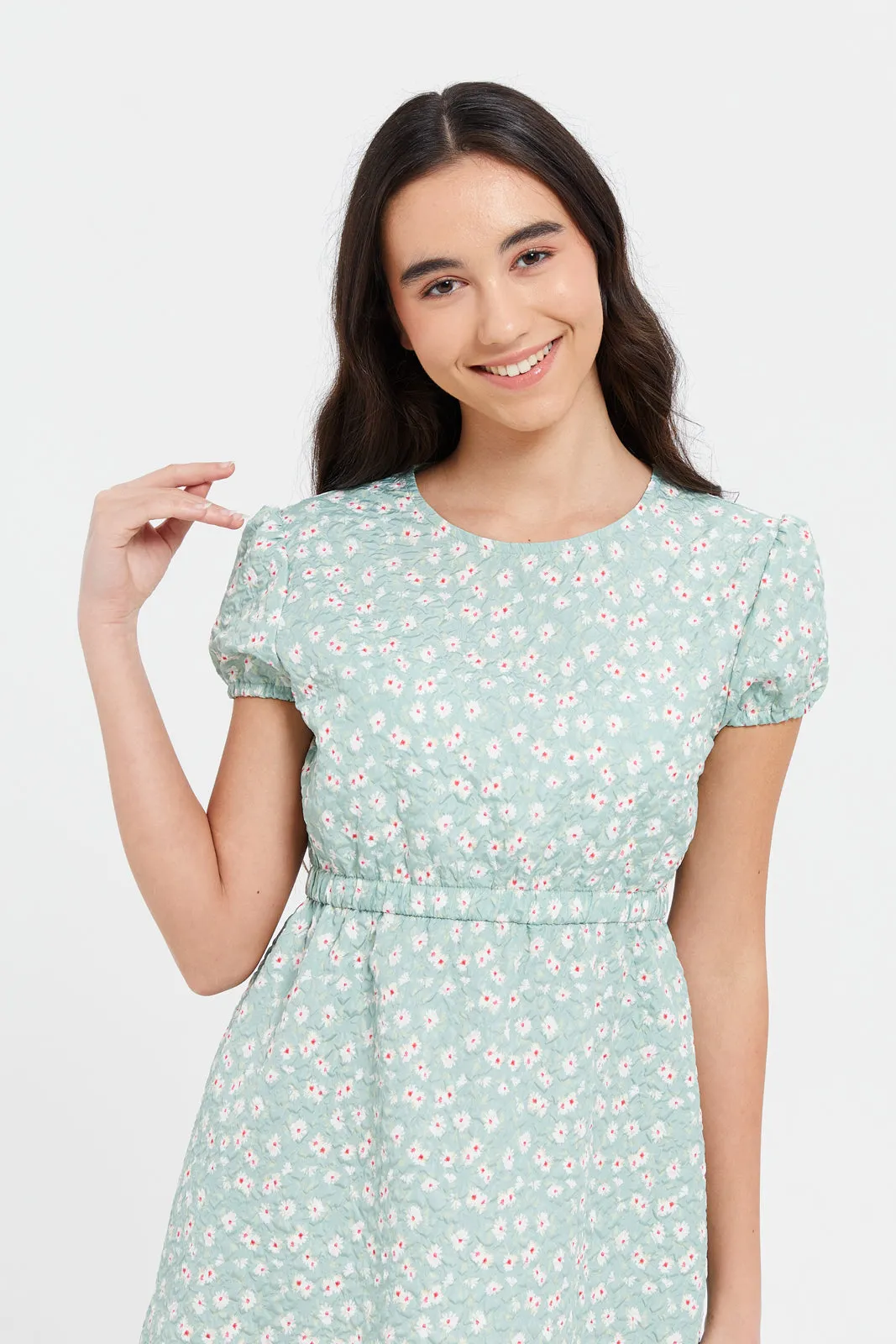 Senior Girls Blue Floral Dress