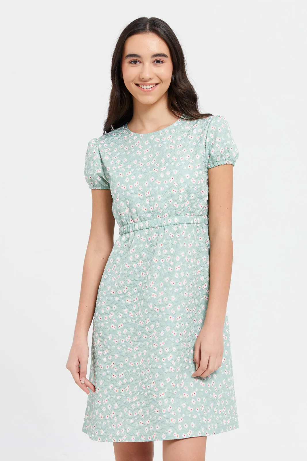 Senior Girls Blue Floral Dress