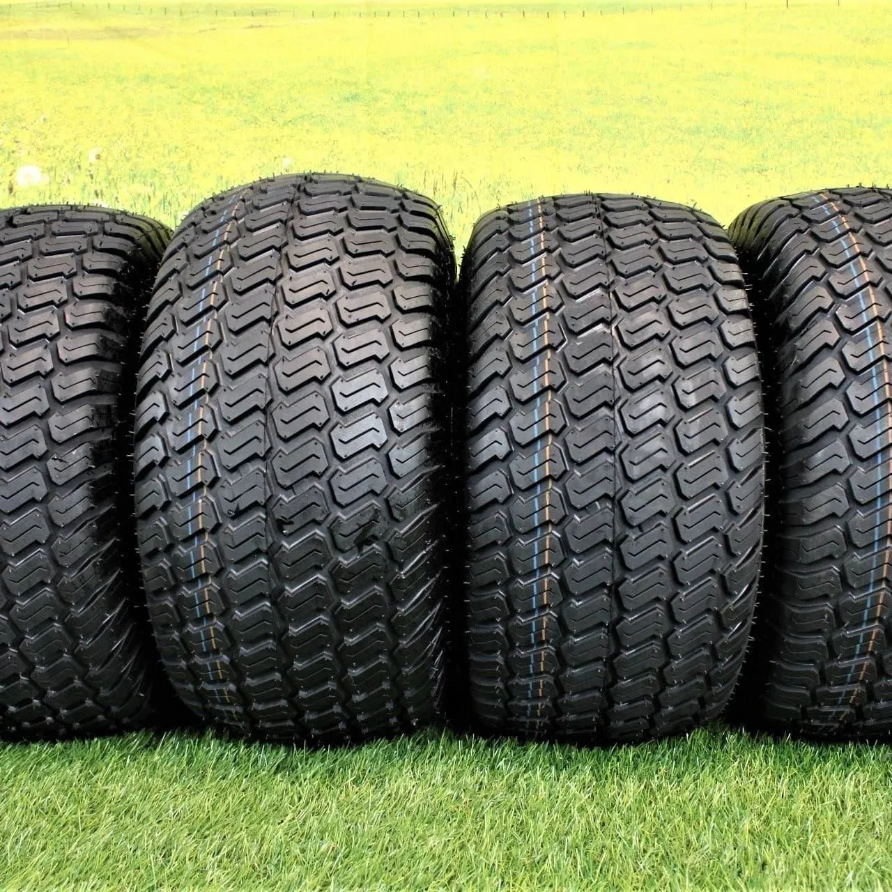 (Set of 4) Matte Black Wheels with 18x9.50-8 4 Ply Turf Tires for Golf and Lawn and Garden Equipment