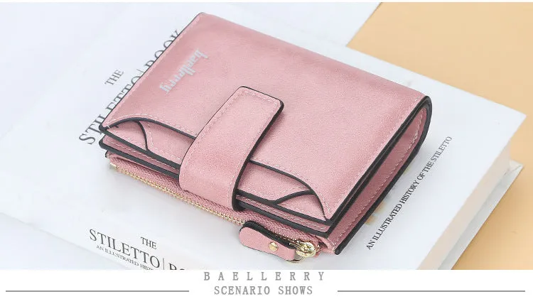 Short Multiple Card Slots Buckle Driving License Card Holder Zipper Wallet