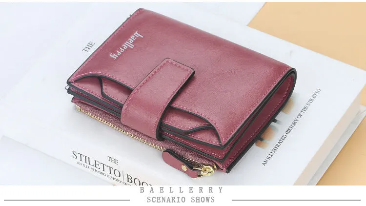 Short Multiple Card Slots Buckle Driving License Card Holder Zipper Wallet