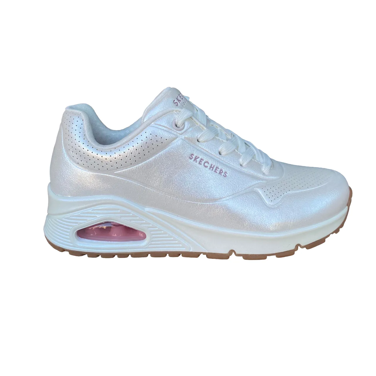 Skechers scarpa sneakers da donna Uno Pearl Queen 155174/WHT bianco