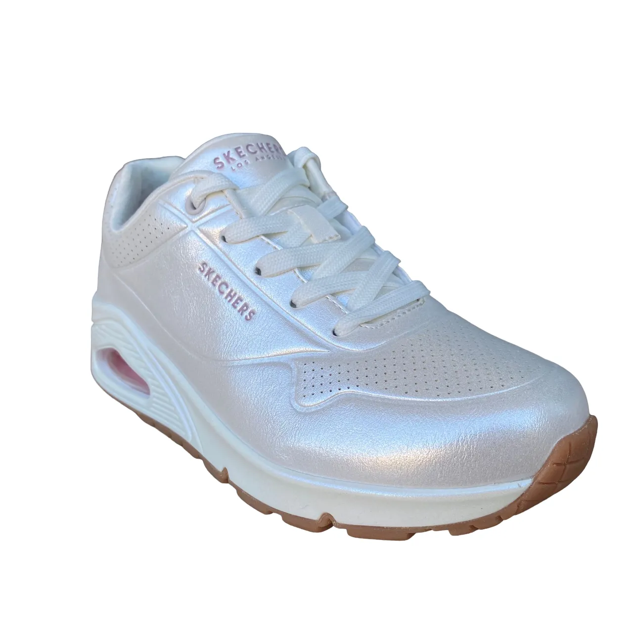 Skechers scarpa sneakers da donna Uno Pearl Queen 155174/WHT bianco