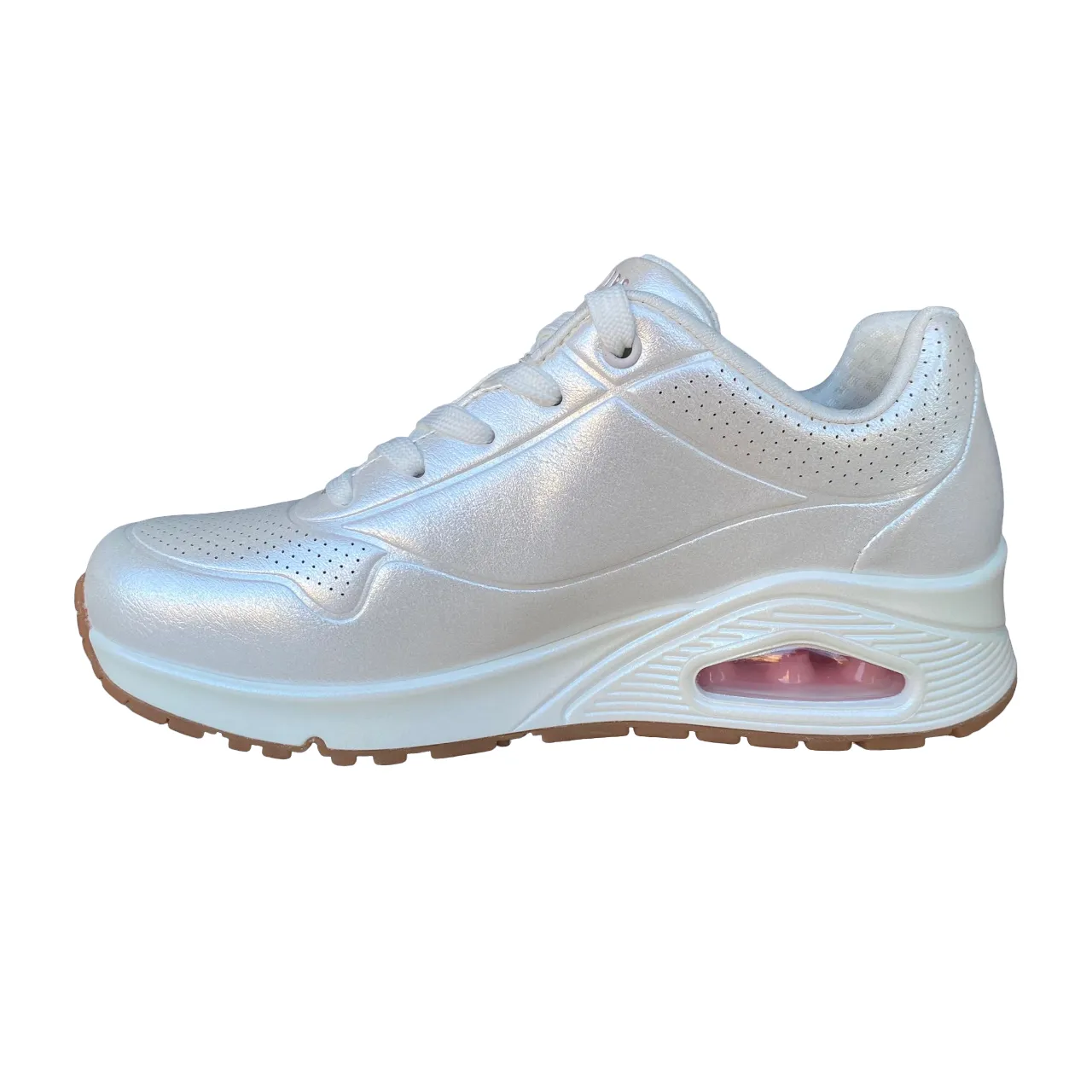 Skechers scarpa sneakers da donna Uno Pearl Queen 155174/WHT bianco