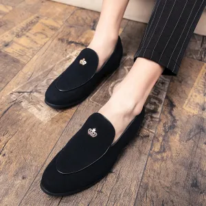 Sohiwoo Concise Men Casual Business Suede Leather Shoes Fashion Loafers Male Dress Shoes Slip-on Moccasin Shoe Driving Shoes  Peas Shoes