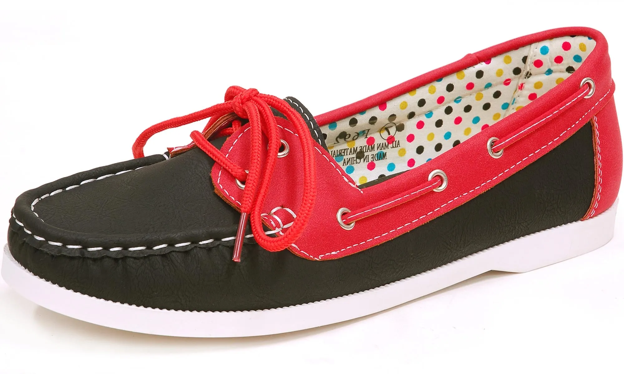 Spicy Women's F692 Slip-On Lace-Up Moccasin Loafer Driving Boat Shoe