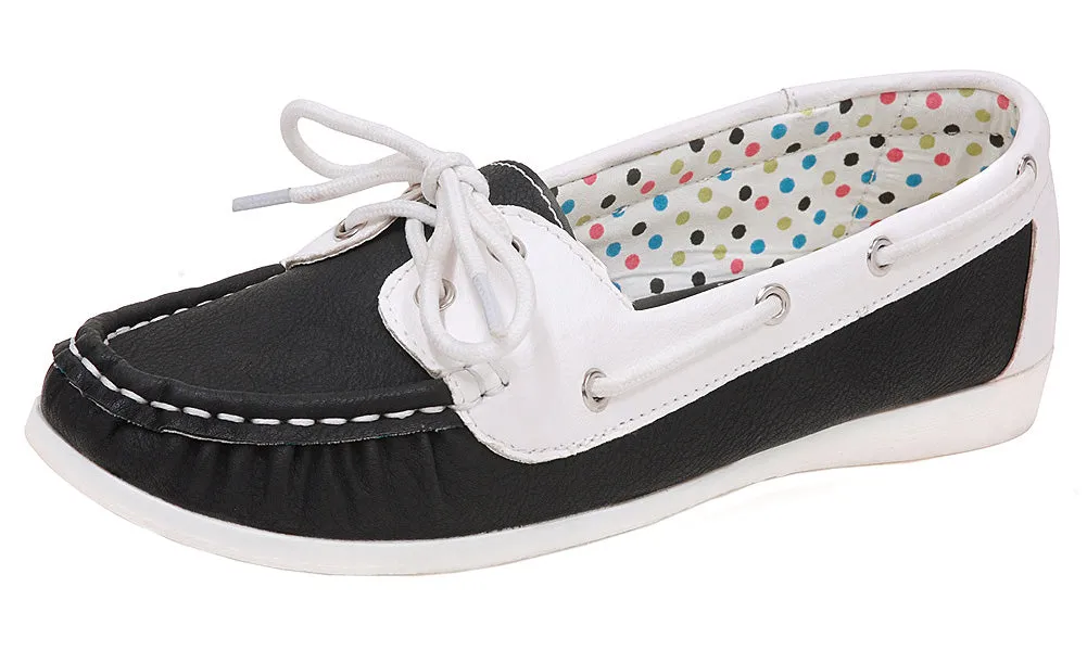 Spicy Women's F692 Slip-On Lace-Up Moccasin Loafer Driving Boat Shoe