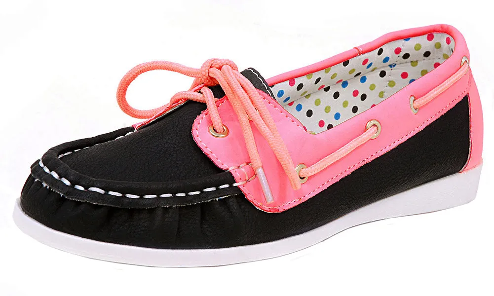 Spicy Women's F692 Slip-On Lace-Up Moccasin Loafer Driving Boat Shoe