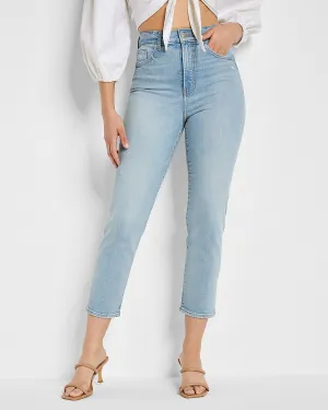 Super High Waisted Light Wash Mom Jeans in Light Wash