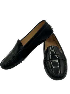 TODS Gommino Black Patent Leather Driving Loafers