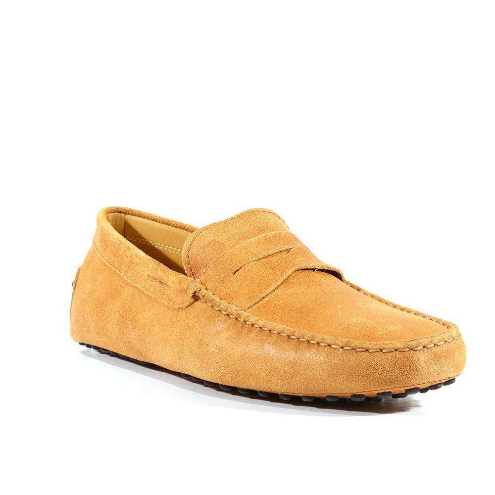 Tods Men Designer Shoes Gommini Textured leather Moccasin Nuovo Beige(TDM31)