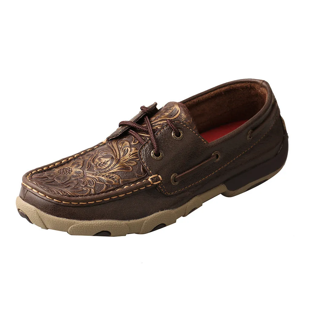 Twisted X Women's Rich Brown Floral Tooled Driving Moc