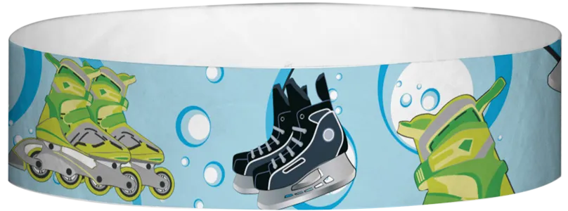 Tyvek® 3/4" x 10" Ice And Roller Skates pattern wristbands