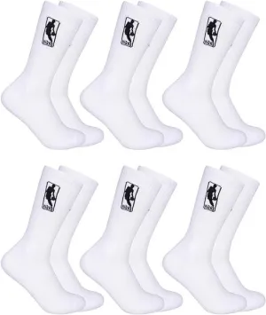 Ultra Game NBA Official Men’s Athletic Cushioned Secure Fit Crew Socks - 6 Pack - Unisex, NBA, White Red White Blue, M6-12|NBA