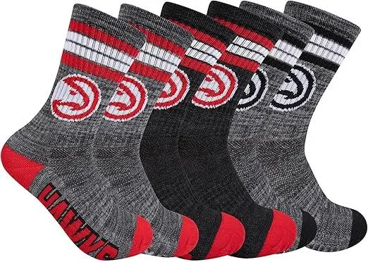 Ultra Game NBA Official Youth Athletic Cushioned Secure Fit Team Crew Socks, Atlanta Hawks, Assorted, Y9-11|Atlanta Hawks