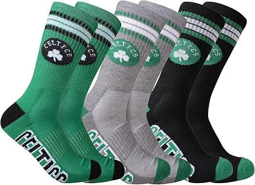 Ultra Game NBA Official Youth Athletic Cushioned Secure Fit Team Crew Socks, Boston Celtics, Assorted, Y9-11|Boston Celtics