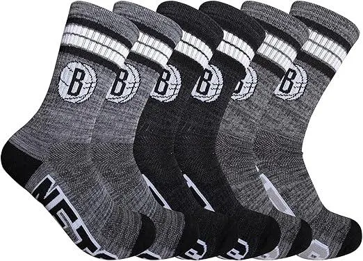 Ultra Game NBA Official Youth Athletic Cushioned Secure Fit Team Crew Socks, Brooklyn Nets, Assorted, Y9-11|Brooklyn Nets