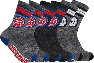 Ultra Game NBA Official Youth Athletic Cushioned Secure Fit Team Crew Socks, Detroit Pistons, Assorted, Y9-11|Detroit Pistons