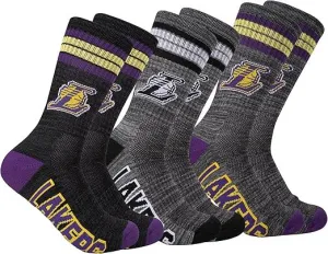 Ultra Game NBA Official Youth Athletic Cushioned Secure Fit Team Crew Socks, Los Angeles Lakers, Assorted, Y9-11|Los Angeles Lakers