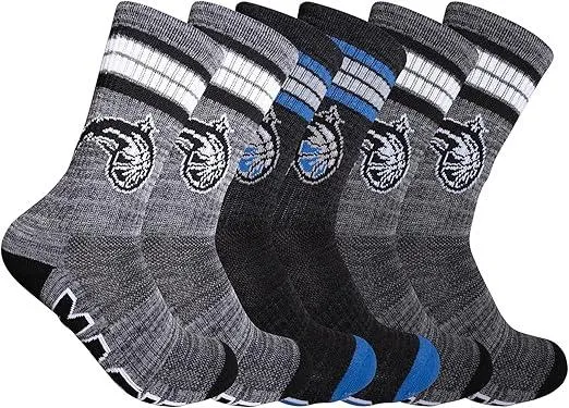 Ultra Game NBA Official Youth Athletic Cushioned Secure Fit Team Crew Socks, Orlando Magic, Assorted, Y9-11|Orlando Magic