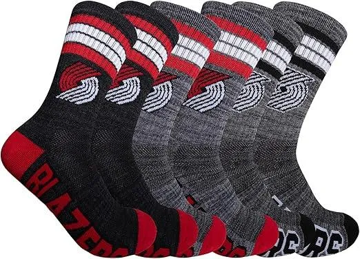 Ultra Game NBA Official Youth Athletic Cushioned Secure Fit Team Crew Socks, Portland Trail Blazers, Assorted, Y9-11|Portland Trail Blazers