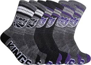 Ultra Game NBA Official Youth Athletic Cushioned Secure Fit Team Crew Socks, Sacramento Kings, Assorted, Y9-11|Sacramento Kings