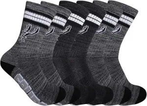 Ultra Game NBA Official Youth Athletic Cushioned Secure Fit Team Crew Socks, San Antonio Spurs, Assorted, Y9-11|San Antonio Spurs