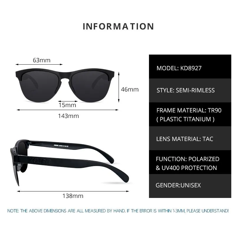 Unisex Polarized Driving TR90 Semi-Rimless Lifestyle Sun Glasses